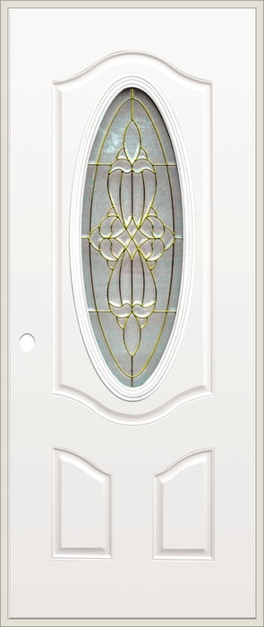 Olympian Thor White Oval Glass with Gold Trim 36x80 Metal Door