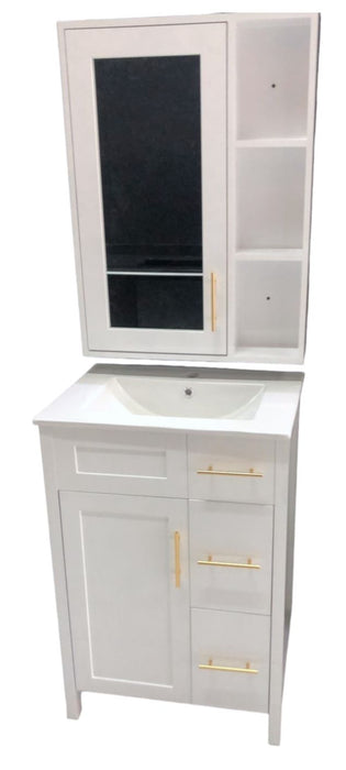 Asti White Vanity with  Mirror Cabinet 60cm