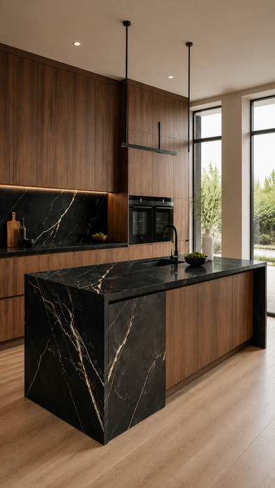Black Golden 80 x 260 x 15mm (31.49" x 102.36") Sintered Stone Slab