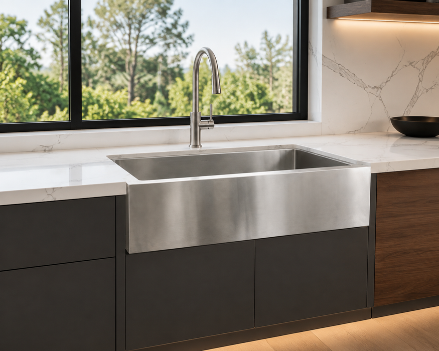 Vesta Handmade Single Stainless Steel Apron Kitchen Sink AP3321SB