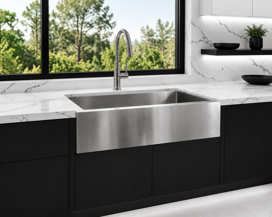 Vesta Handmade Single Stainless Steel Apron Kitchen Sink AP3321SB