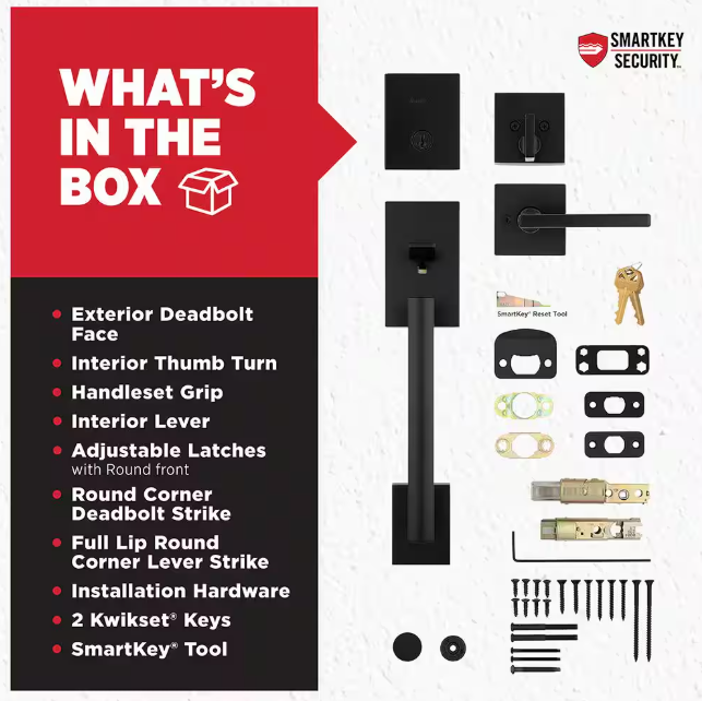 Kwikset San Clemente Single Main Entrance Handleset Lock Matte Black 98180-020