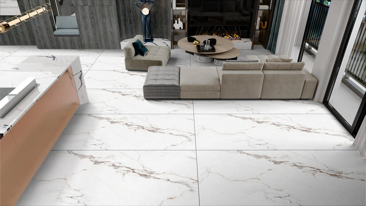 Lerox White 80x240 (31.49" x 94.4") Porcelain Slab 15mm Thick 20.66 sqft/f