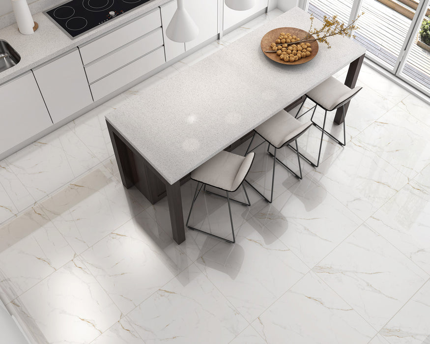 Marmo Bianco 60x60 (23.6"x23.6") Ceramic Tile PPB 3.88 sqft /p