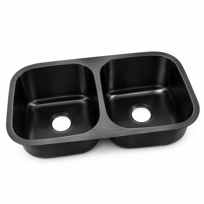 Vesta  Double Undermount Kitchen Sink Stainless Steel Black 3218-8B