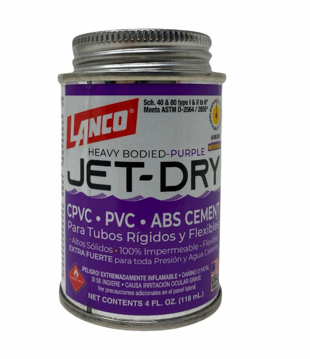 Lanco Jet-Dry PVC Cement 4oz DR-SM258-8