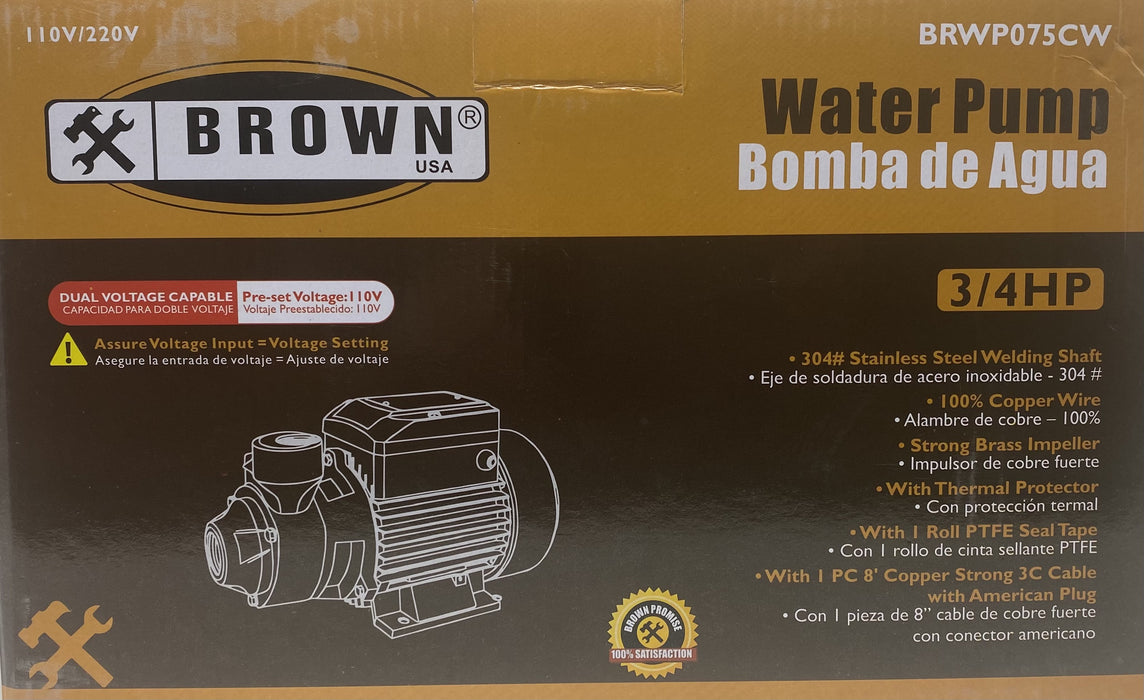 Brown Water Pump 3/4HP 110v/220v BRWP075CW