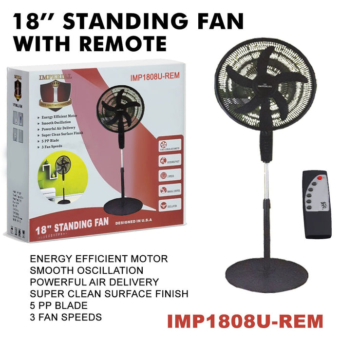 Imperial 18" Standing Fan w/Remote IMP-1808U-REM