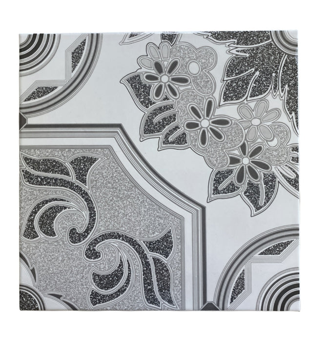 PD-35730 Geometric Black & White 45x45 (18"x18") Ceramic Floor Tile 11PPB 2.18 sqft/p