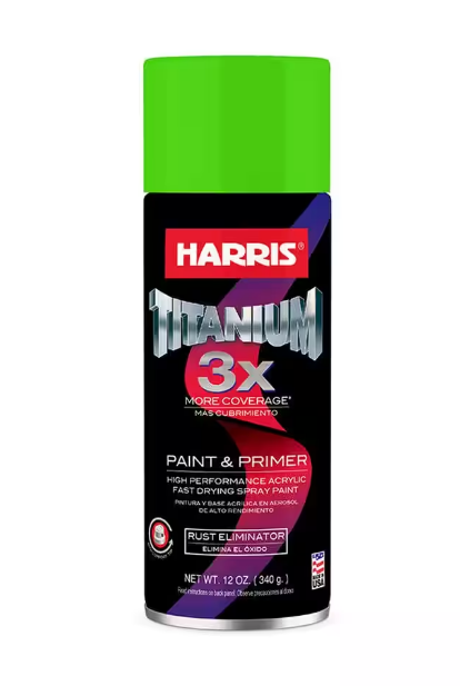 Harris Titanium 3x Lime Green Spray Paint Rust Eliminator 12oz.   H-38825