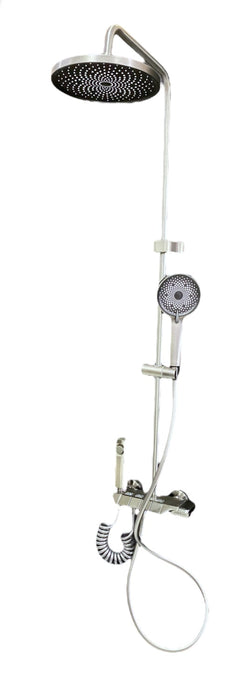 Mazu Ultimate Shower Pipe Set Gun Metal Gray w/ Selection Panel 031122