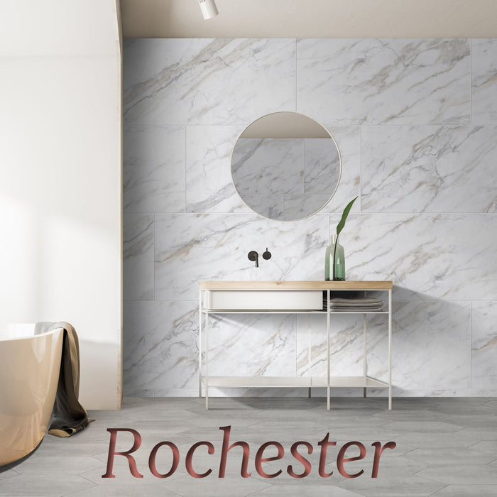 Rochester White Rectified Porcelain 58x118 (22.8"x46.4") 2PPB 7.34 sqft/p