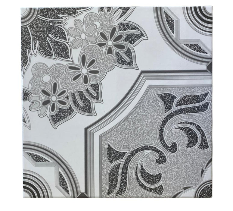 PD-35730 Geometric Black & White 45x45 (18"x18") Ceramic Floor Tile 11PPB 2.18 sqft/p