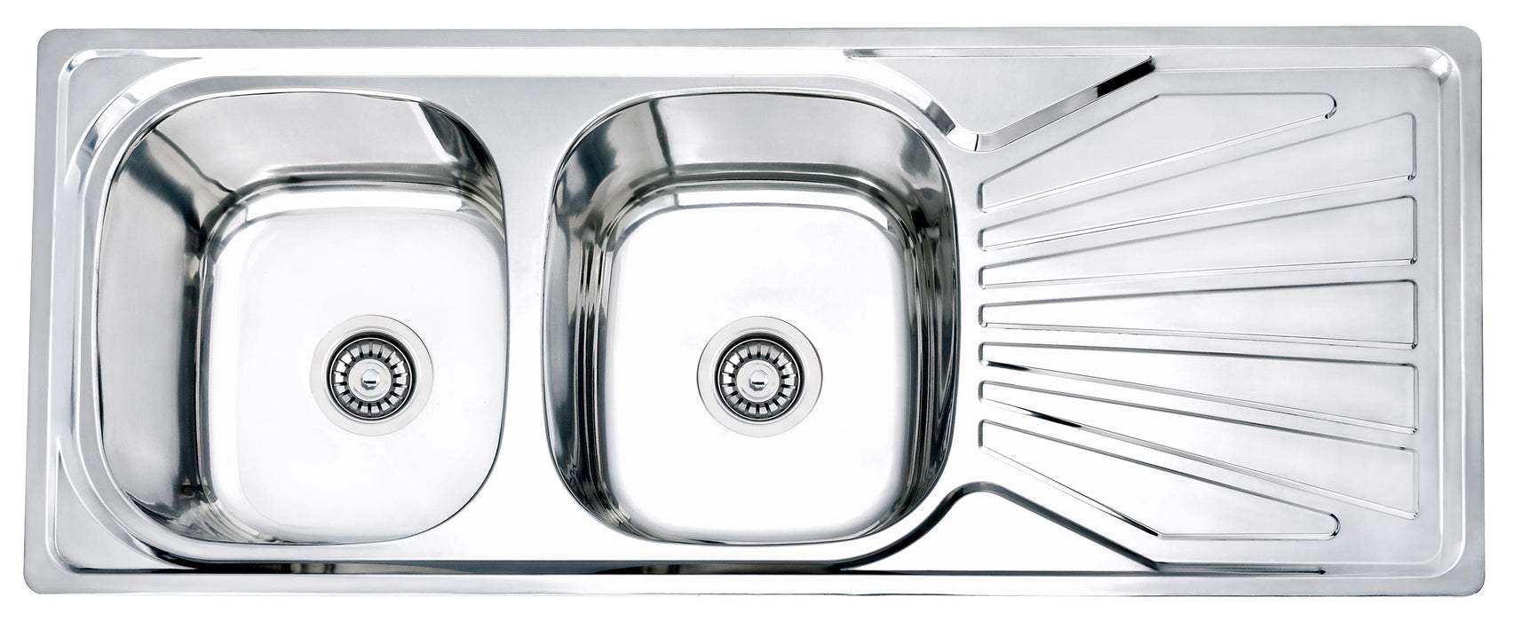 Powerman Double Kitchen Sink R/H Drain 4 - Hole   12050R