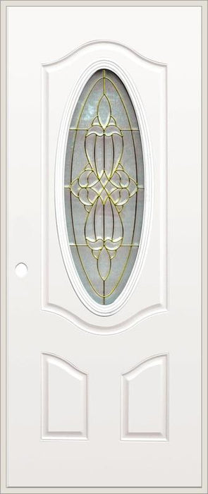 Olympian Thor White Oval Glass with Gold Trim 32x80 Metal Door