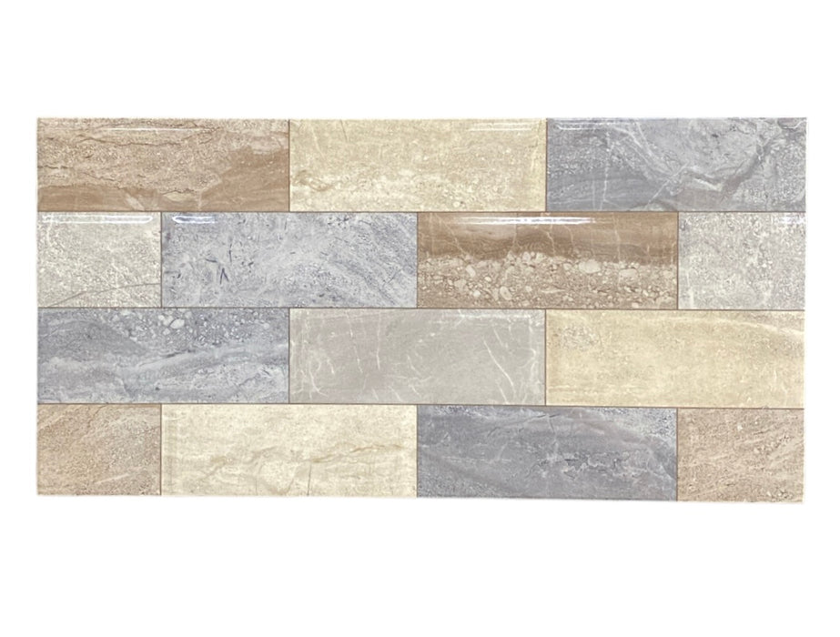 Marble Brick Mix 25x50 (9.84"x19.6") Ceramic Wall Tile 16PPB 1.35sqft/p